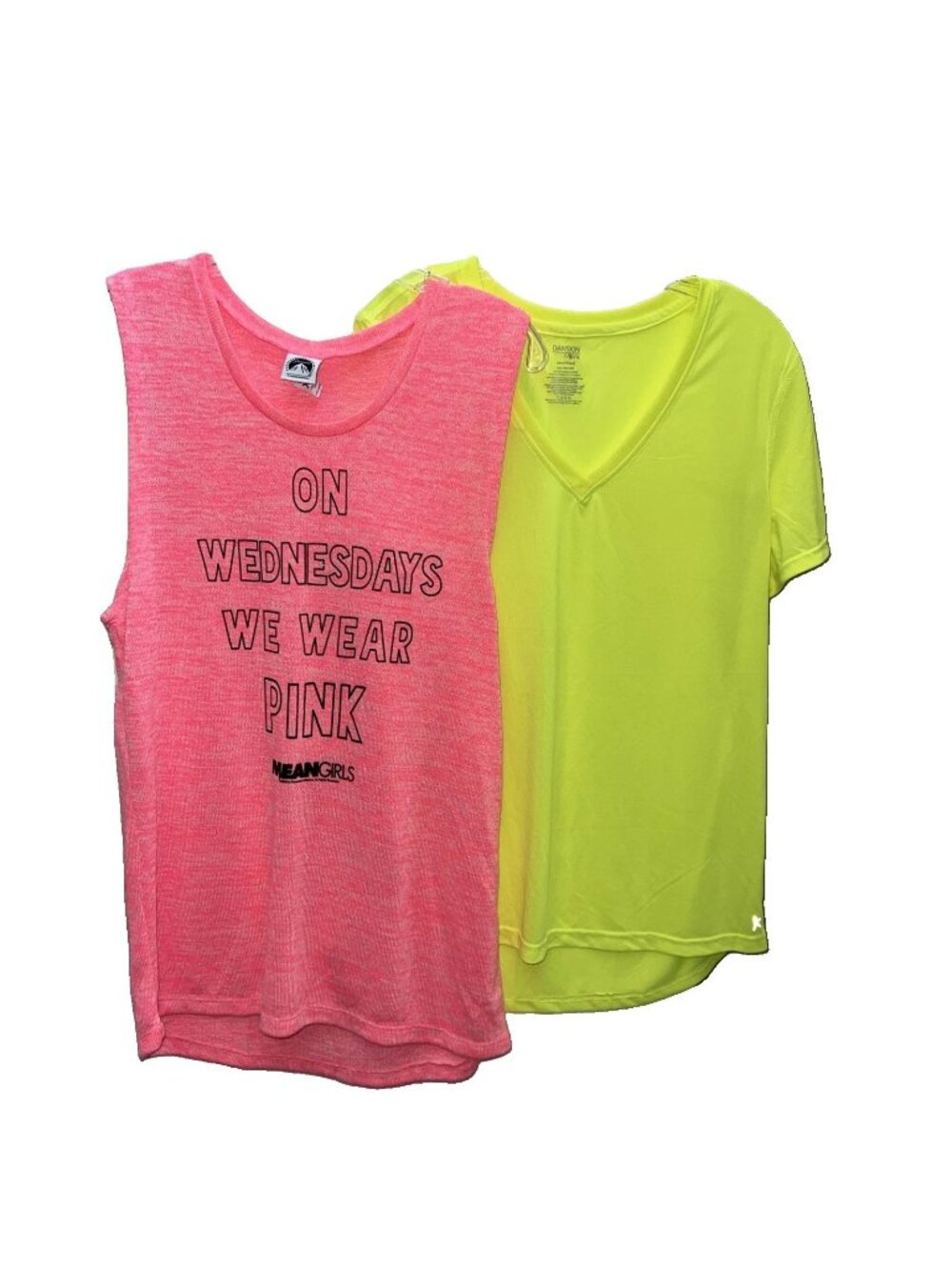 Lot of 2 T-Shirt Short Sleeve /Tank Tops Yellow Hot Pink Activewear Lounge sz 2X